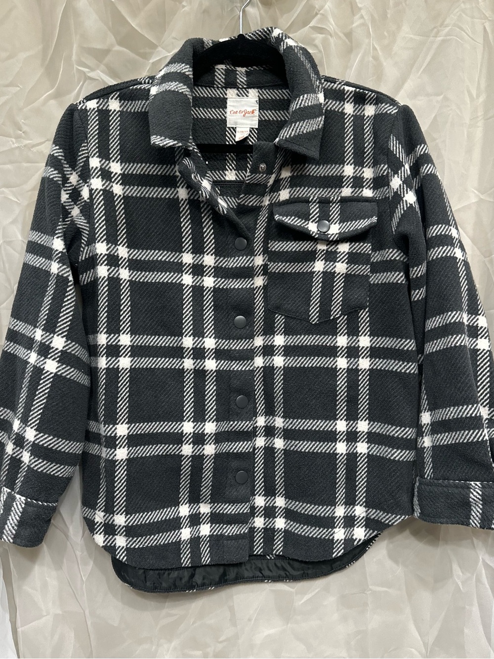 Cat & Jack Black and White Plaid Kids Button-Front Shacket